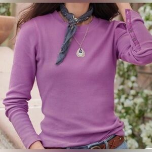 NWT Sundance Crew Thermal Knit Long Sleeve Ribbed Top in Lilac Purple. XS. Comfy